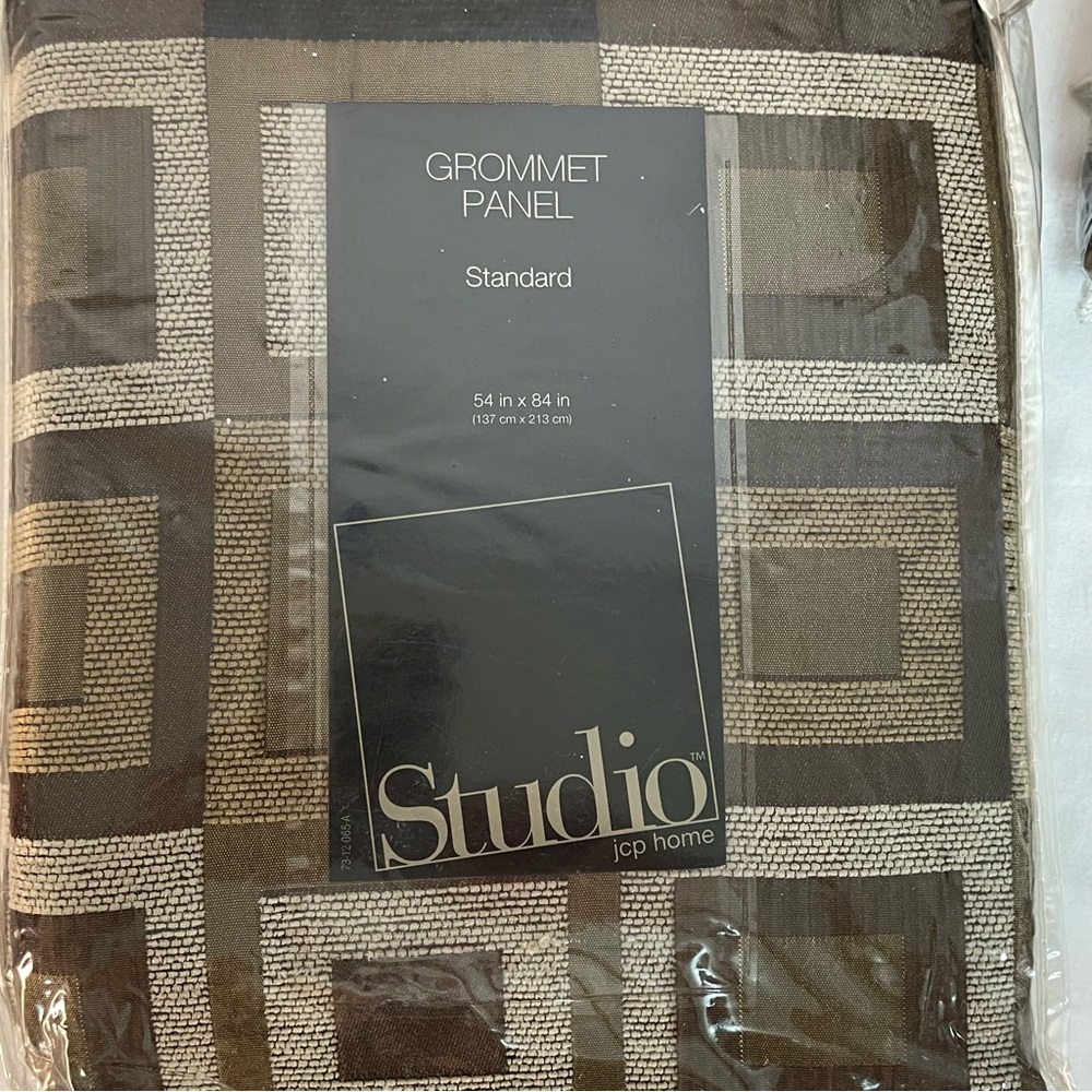 JCP Studio 2 Grommet Curtain Panels 54”X84” Midcentury Modern Black and Bronze - Picture 6 of 13